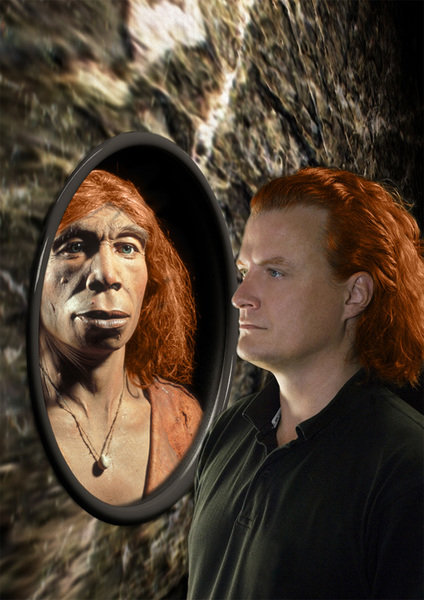 Red-haired Neanderthals and modern man face to face.