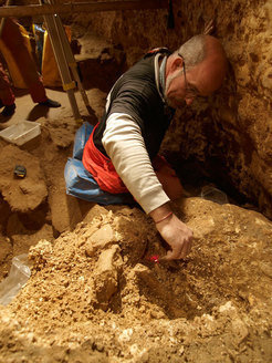Excavation works at the cave site Sima de los Huesos.