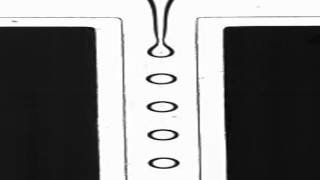 This video shows water droplets flowing through tiny channels in the microfluidic chip. In order to control the interval between the droplets, the res