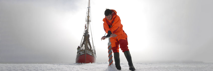 Meteorologist Dirk Notz takes ice samples during a research campaign in the Arctic Circle.