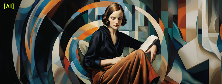 AI-generated image of astronomer Cecilia Payne-Gaposchkin, created by Gesine Born, using the prompts: Cecilia Payne-Gaposchkin in the style of   Tamara de Lempicka.   The British-born American astronomer Cecilia Payne-Gaposchkin (1900–1979) is credited with discovery of the chemical makeup of stars.