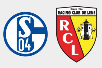 The emblems of the soccer clubs FC Schalke 04 and Racing Club de Lens
