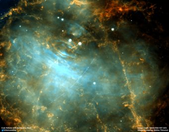 Cosmic movement profile: In this Hubble observation taken on 5 December 2005 the Main Belt asteroid 2001 SE101 passes in front of the Crab Nebula.