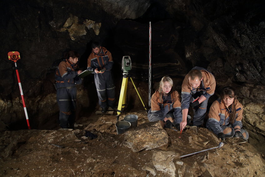 Excavations in the South Chamber of Denisova Cave in 2019.