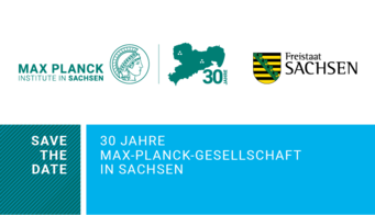 A composite picture showing the logos of the Max Planck Society and the Free State of Saxony, with the words 