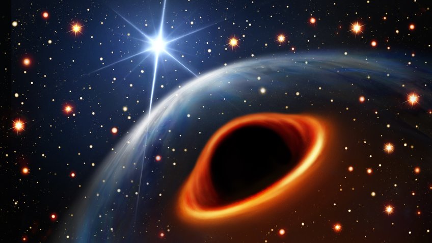 Black hole with bright companion star in the midst of other stars