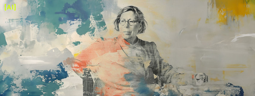  AI generated image of Anna Wessels Williams, created by Gesine Born, with the following prompts: [Image: WesselsWilliams] as a painting from Helen Frankenthaler, rough brush strokes --v 6.0
