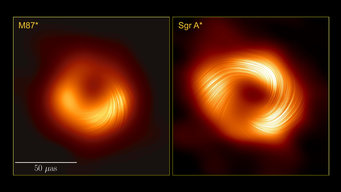Two yellow-red glowing blurred rings with spiral pattern next to each other