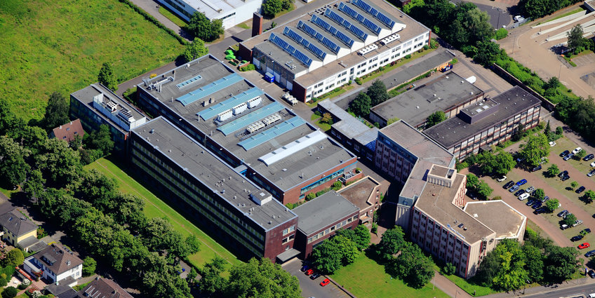 Aerial view of the Max Planck Institute for Sustainable Materials building.