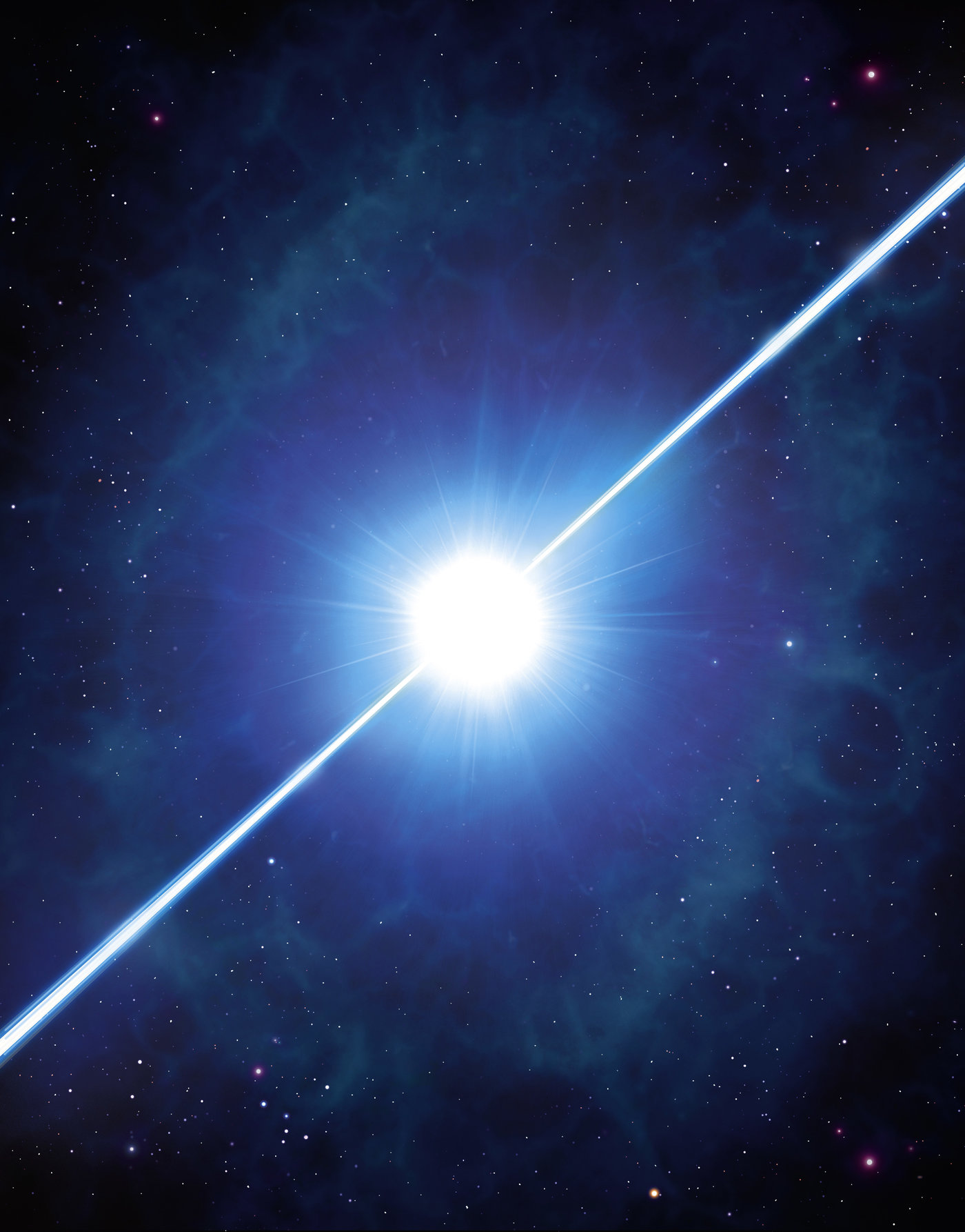 Fundamental forces in space: For a few seconds, a gamma-ray burst radiates as brightly as the whole universe together, the radiation emanating to the outside via two jets. Events such as these still hide their secret: is it the explosion of an extremely massive star, a neutron star falling into the gravitational maelstrom of a black hole, or the fusion of two neutron stars or black holes?